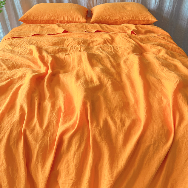 Linen Duvet Cover Orange| Linen Quilt Cover