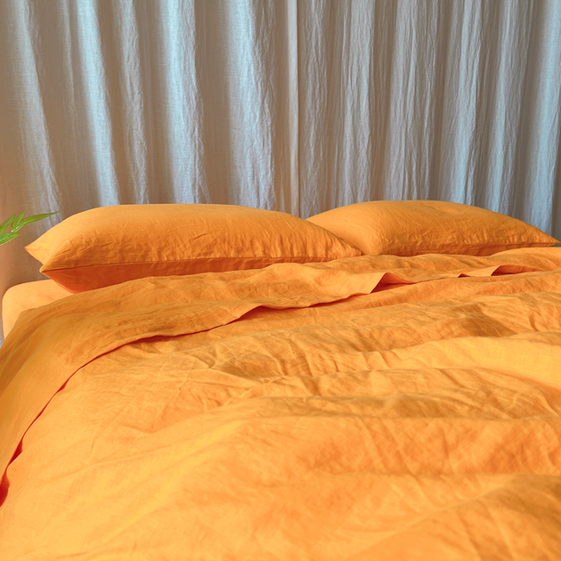 Linen Duvet Cover Orange| Linen Quilt Cover