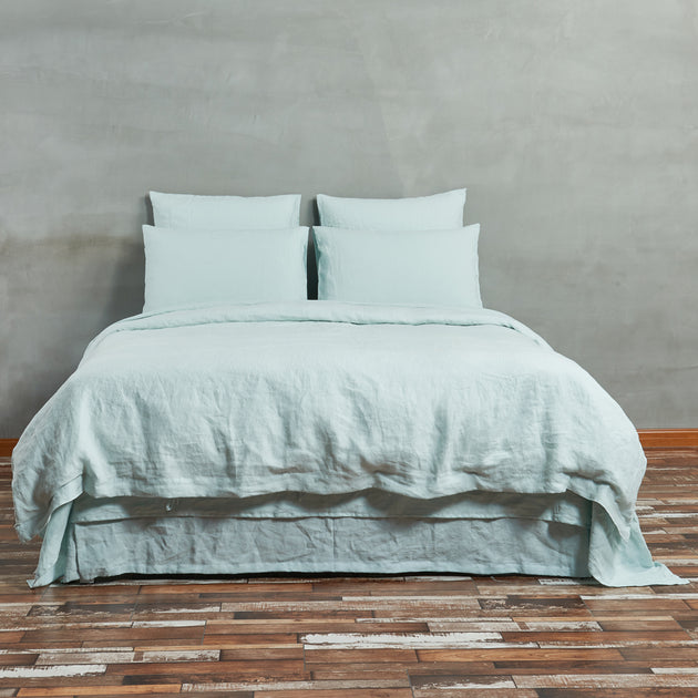 Garment Washed Linen Duvet Cover Icy Blue - Linenshed.com.au