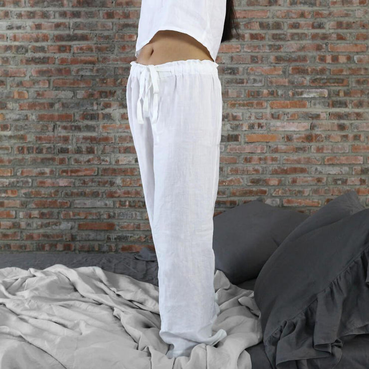 White Linen Pajama Pants