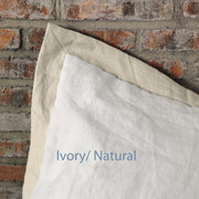 French Color Border Linen Pillowcases (set of 2) - Ivory-Natural