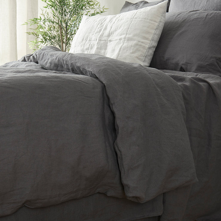 Linen Duvet Cover Lead Grey